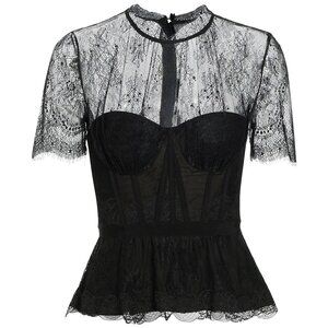 Simkhai “Kehlani” Lace Bustier Top – Black (Excellent Condition)